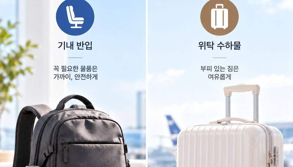 기내 반입용 백팩과 위탁 수하물용 캐리어 비교