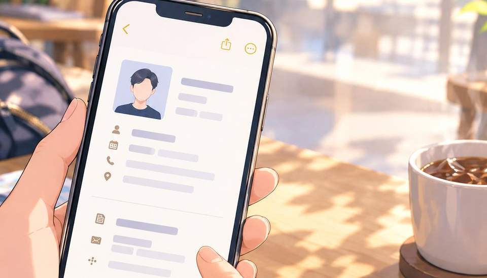 휴대폰 메모에 정리된 신분 정보와 증명사진