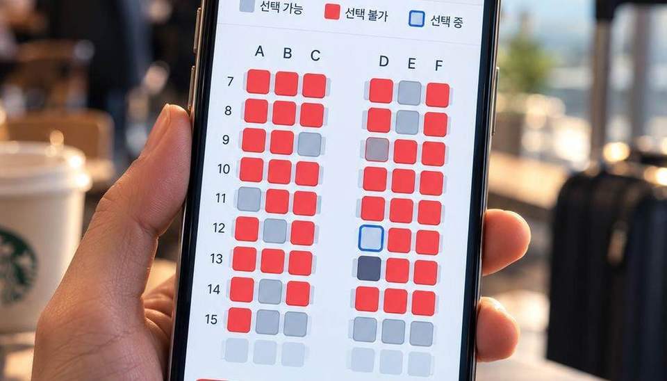 좌석 대부분이 매진된 스마트폰 좌석표