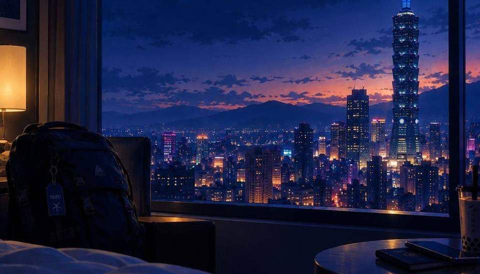 타이베이 101 야경이 보이는 호텔방